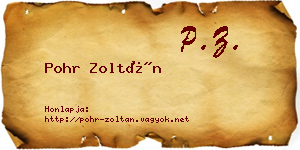 Pohr Zoltán névjegykártya
