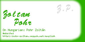 zoltan pohr business card